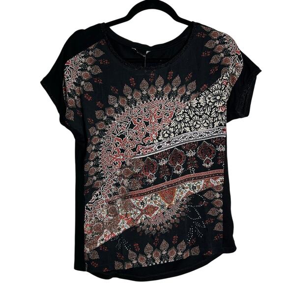 DESIGUAL NWT $65 Bryoni Short Sleeve Embellished Top Size S (US XS) - Picture 2 of 10